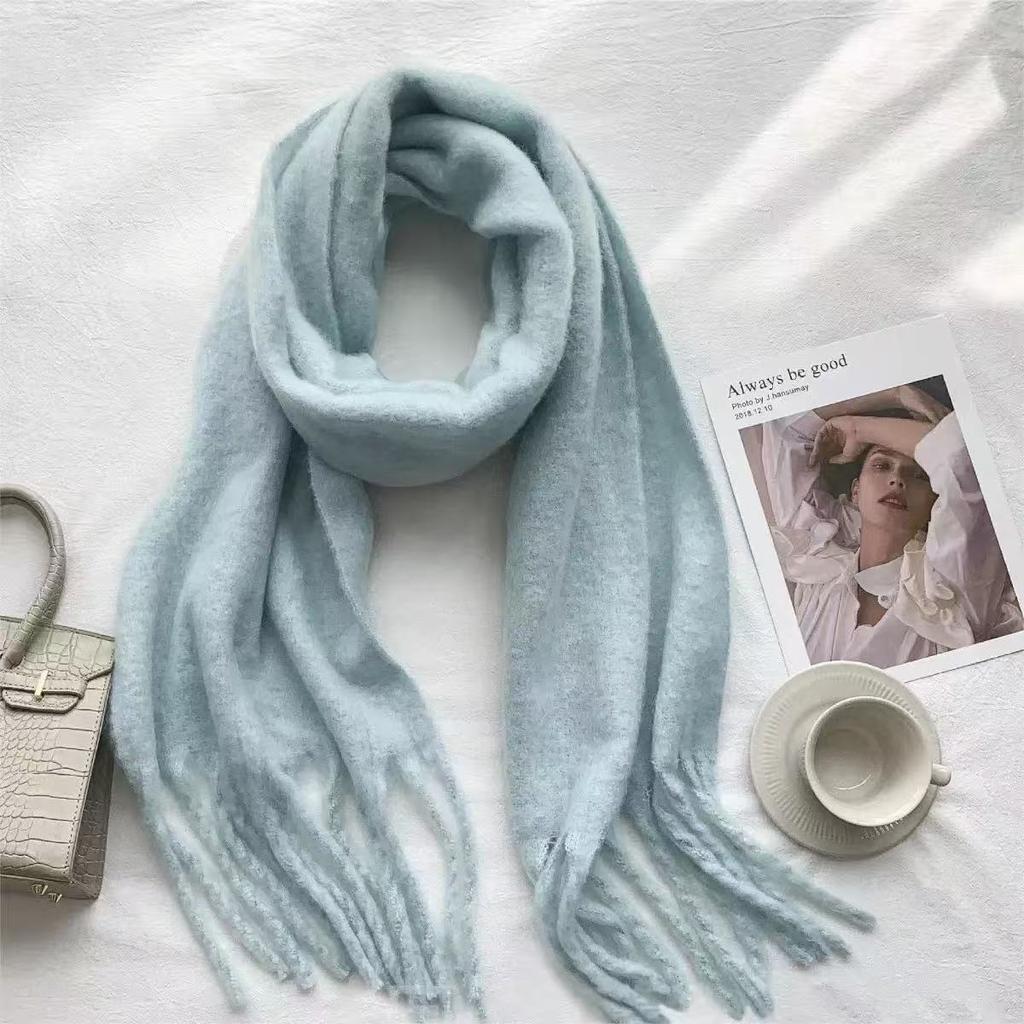 Women's Winter Plush Long Scarf with Tassel - Soft Warm Thick, Warm and Windproof Scarf, Multi Functional Scarf for Daily Outing