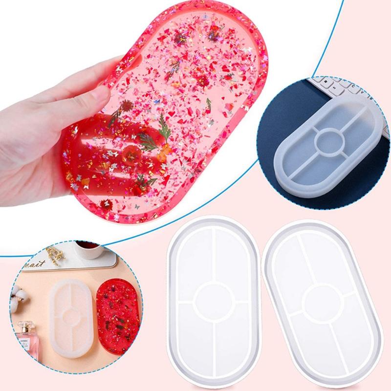 DIY Oval Tray Coaster Epoxy Resin Mold Oval Plate Dish Cup Mat Silicone Mould DIY Crafts Jewelry Holder Organizer Mold