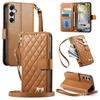 For Samsung Galaxy A37 A36 A35 A32 A26 A25 A17 A16 A15 A14 A13 Crossbody Wallet Case, Quilted Zip Pocket Card Holder Flip Cover