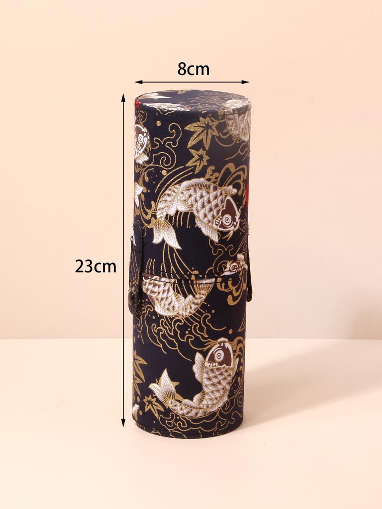 High-grade Guofeng Good Luck Koi Totem Makeup Brush Storage Bucket Multi-function Dustproof Makeup Tool Storage Container