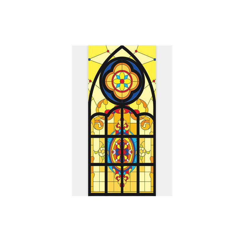 Özelleştirilmiş Avrupa tarzı kilise renkli retro cam çıkartmaları buzlu pencere filmi banyo ışık önleyici pencere çıkartmaları kağıdı