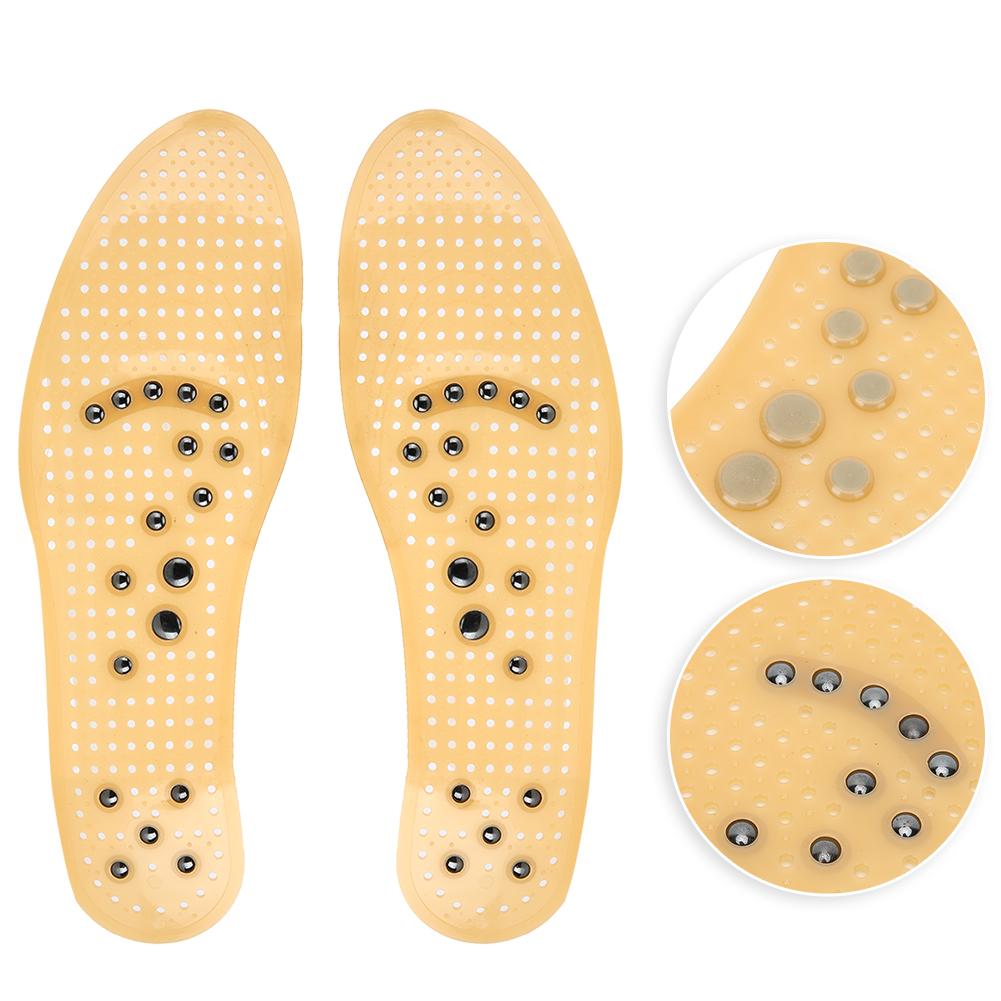 Magnet Therapy Insoles Breathable Foot Sole Massage Foot Pad for Healthy Care (Yellow L)