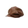 Black beret women's new spring and autumn forward hat big head circumference pleated leather octagonal painter hat