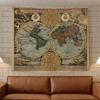 Tapeçaria de Parede Mundial, Pôster de Tecido da Terra para Sala de Estar, Arte de Parede Boho para Quarto, Capa de Fundo Vintage para Dormitório