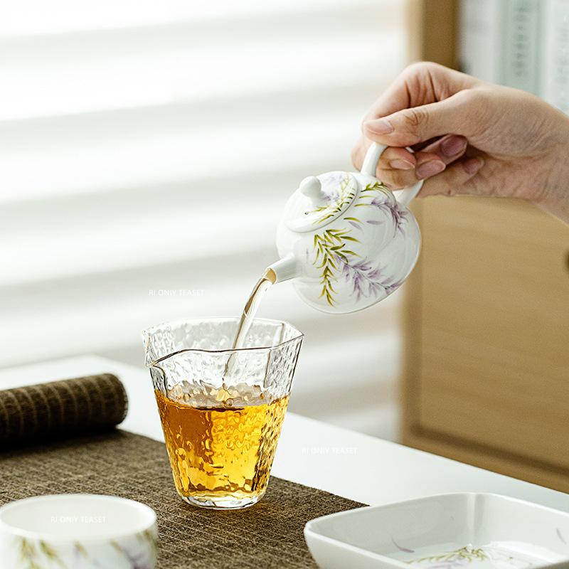 Chinese Ceramic Teapot Teacup Ball Hole Filter Handmade Flowers Porcelain Tea Pot Beauty Tea Infuser Kettle Household Teaware