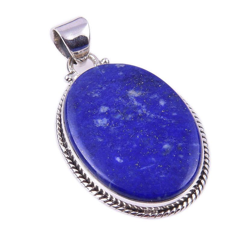 Natural Lapis Lazuli Gemstone 925 Solid Sterling Silver Gift Pendant 1.50" M4p21