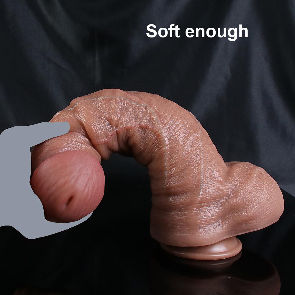 Super Big Realistic Silicone Dildo,Soft Flexible Phallus with Textured Glans,Large Size Adult Stimulation Toy for Deep Penetration,Realistic Skin Feel