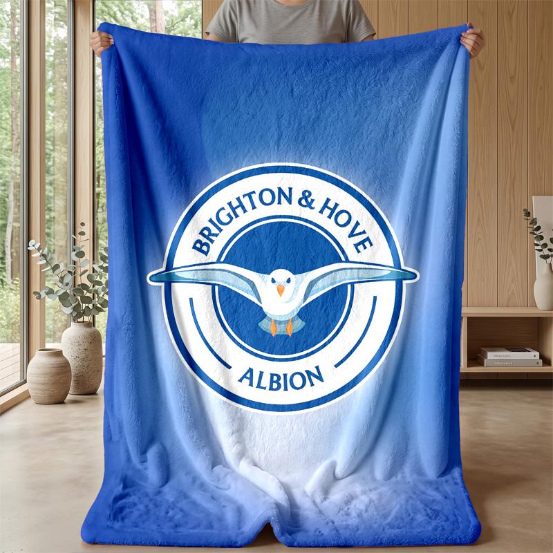 Coperta in Flanella con Stampa Calcio Brighton & Hove Albion, Coperta Morbida Calda Leggera per Divano Letto Campeggio