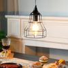 Hanging Lamp Black Battery Powered Decorative Pendant Lamp Metal Cage Battery Lamp with 6 Hours Timer (Geometry)