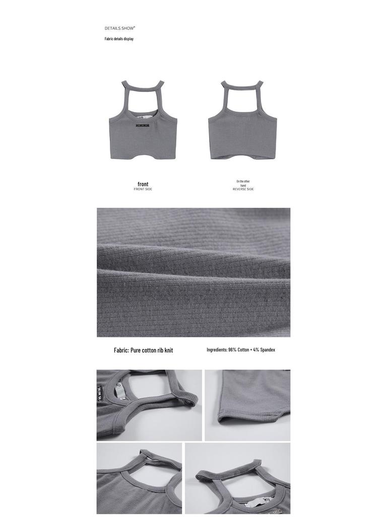 Summer 2026 Grey Hollow-Out Halter Tank Top for Women