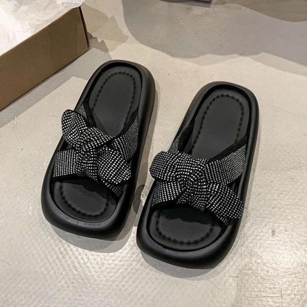 Fashion House Slippers Platform Butterfly-Knot Shoes Woman 2025 Pantofle Shale Female Beach Soft New Sabot Butterfly-knot Slides
