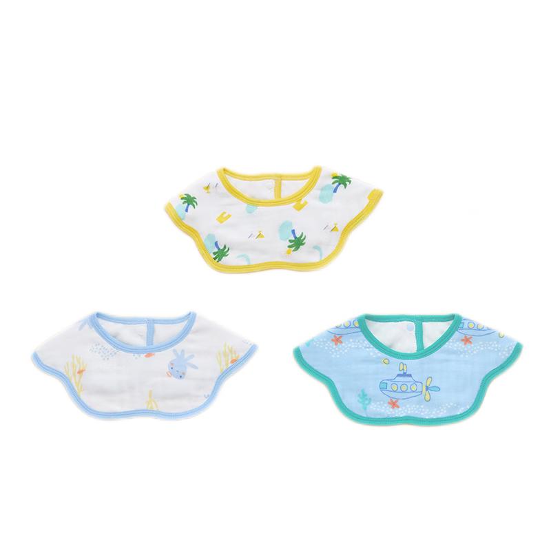 PurCotton 6-Layer Gauze Baby Petal Bibs 3-Pack