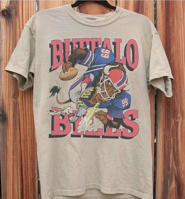 Vintage NFL Buffalo Bills Mascot Short Sleeve Sand Color Shirt S-5XL Unisex T-Shirt