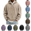 Men's Casual Solid-color American Distressed Hooded Sweatshirt, Men's Suede Semi-zipped Loose Hooded Shirt