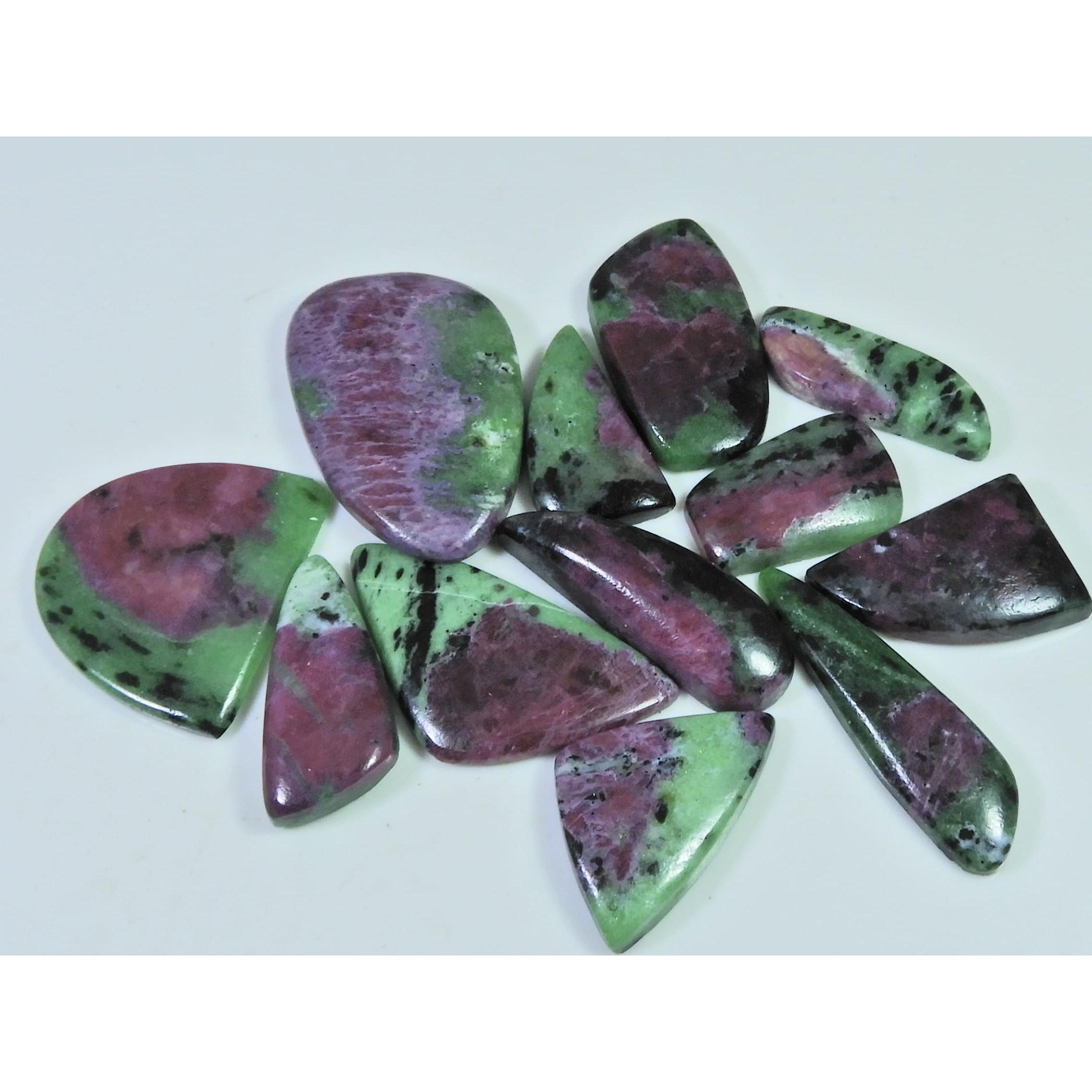 

257Cts.. Natural Ruby Zoisite Fancy Cabochon Loose Gemstone 12Pcs Lot C-507