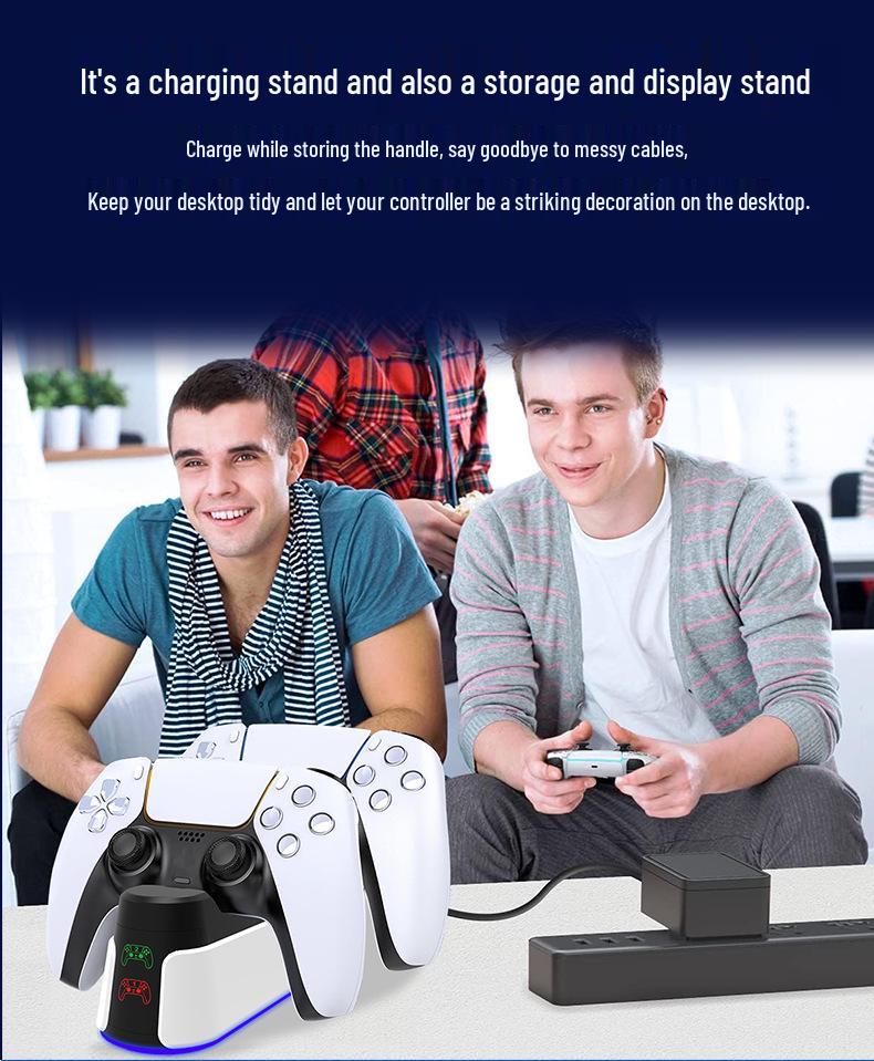 PS5 Dual Controller Fast Charging Dock with RGB Lights