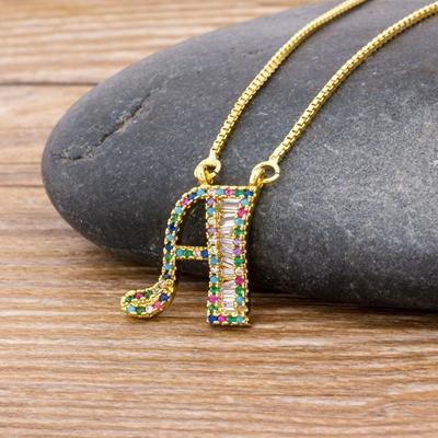 

New Arrival Fashion Special Custom Design 26 Initial Letters Necklace Copper CZ Rainbow Pendant Best Family Name Jewelry Gift