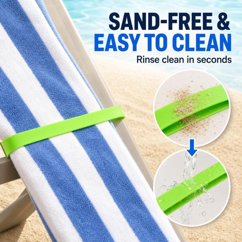 Silicone Towel Bands Beach Chairs Multicolor Elastic Towel Clips Windproof Rubber Bands Multipurpose Clothing Organizer Tools