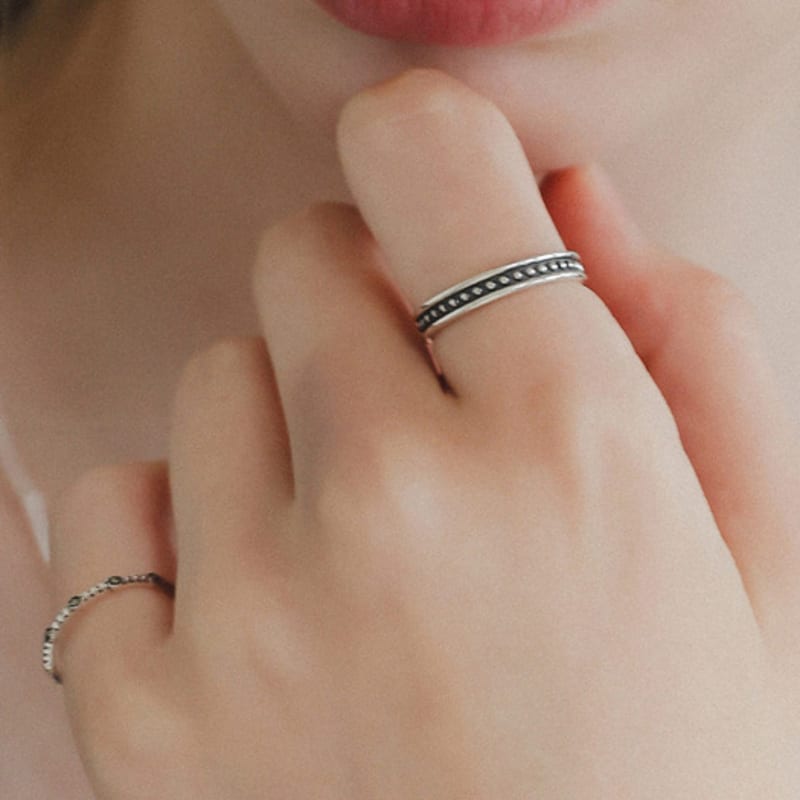 J.Lauren Antique Dot Silver Open Ring R0679