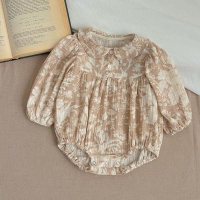 Spring New Baby Girls Bodysuit Edition Baby Fragmented Flower Newborn Bag Going Out Climbing Clothes