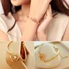 Women Golden Flower Crystal Rose Bangle Cuff Chain Bracelet Chic Jewelry Present