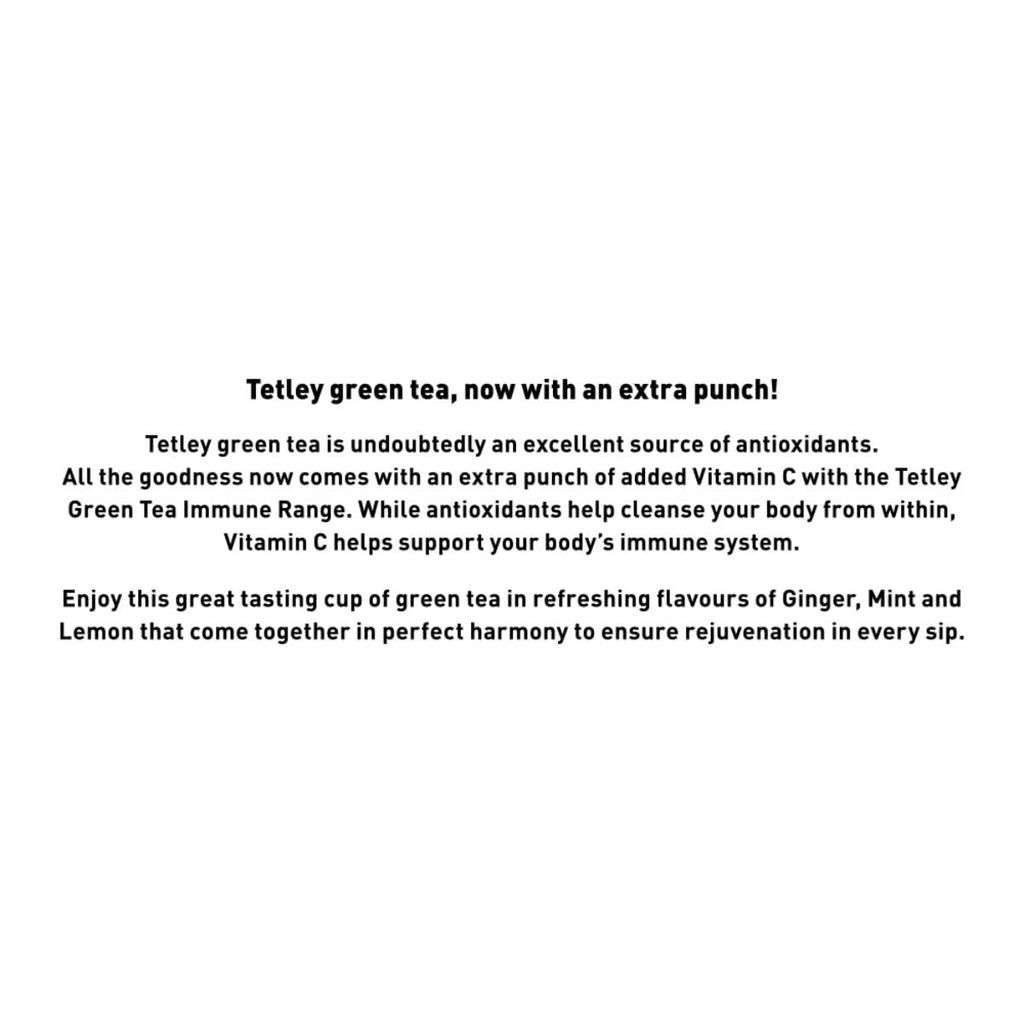 Tetley Ingefära Mynta & Citron Grönt Te 50 Påsar 100% Plastfritt Immunitetsstärkande Dryck