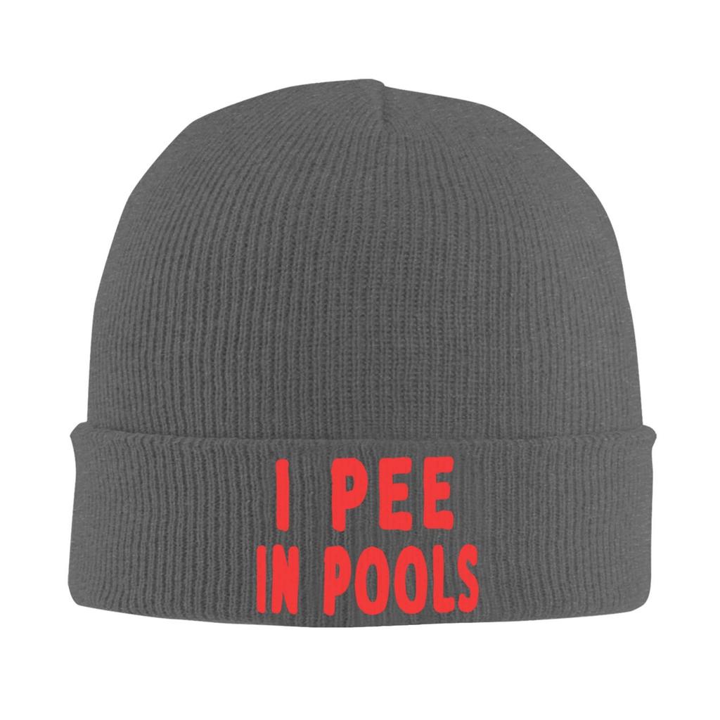 I PEE IN POOLS Warm Knitted Cap Autumn Winter Outdoor Beanies Hats for Unisex Skull Knitted Hat