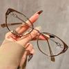 Neue modische Cat-Eye Myopiebrille für Damen im INS-Stil, Luxusmarken-Designer, beliebte Metallbrille, Dioptrien 0 bis -4,0