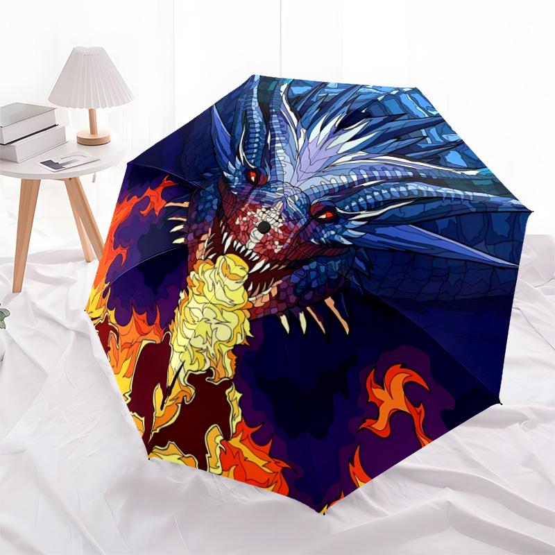 1pc Dragon Fire Breath Folding Umbrella | Elegant Design, Fashionable Accessory, Durable Construction, Sturdy Ribs Yy251107095