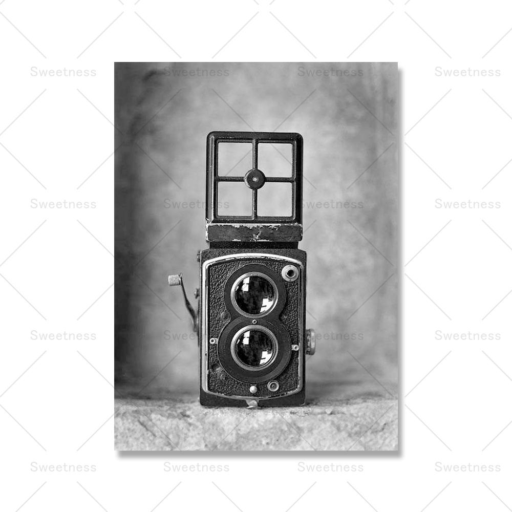 Black White Retro Camera Palms On Beach Wall Art Canvas Painting Nordic Posters And Prints Wall Pictures For Living Room Decor No Frame