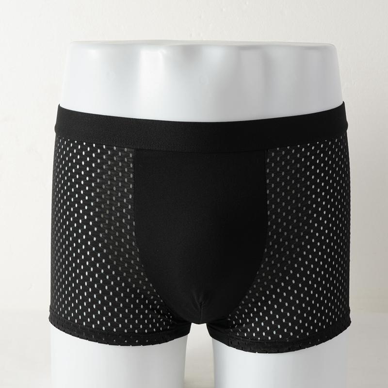 4 Pack Men's Panties Men Underwear Boxer Shorts Summer Ice Silk Mesh Breathable High Quality Hole Shorts Male Sexy Underpant