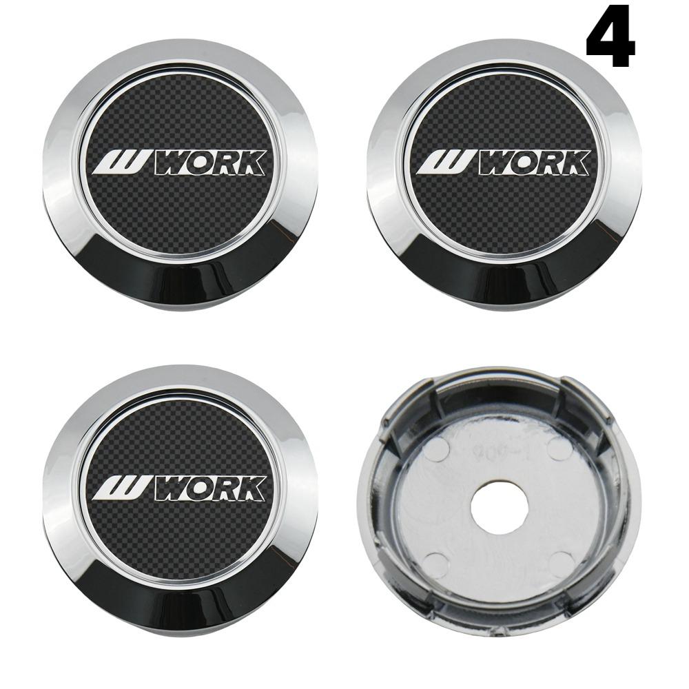 4PCS 64MM OD / 60MM ID Cap For Rims WORK EMOTION EQUIP MEISTER VS Emblem Wheel Center Cap Sport Car Logo Wheel Cover Hub caps