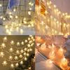Snowflake LED White Star String Lights: Small Bubble Design for Outdoor/Indoor Decor, Christmas, Camping, Bedroom.