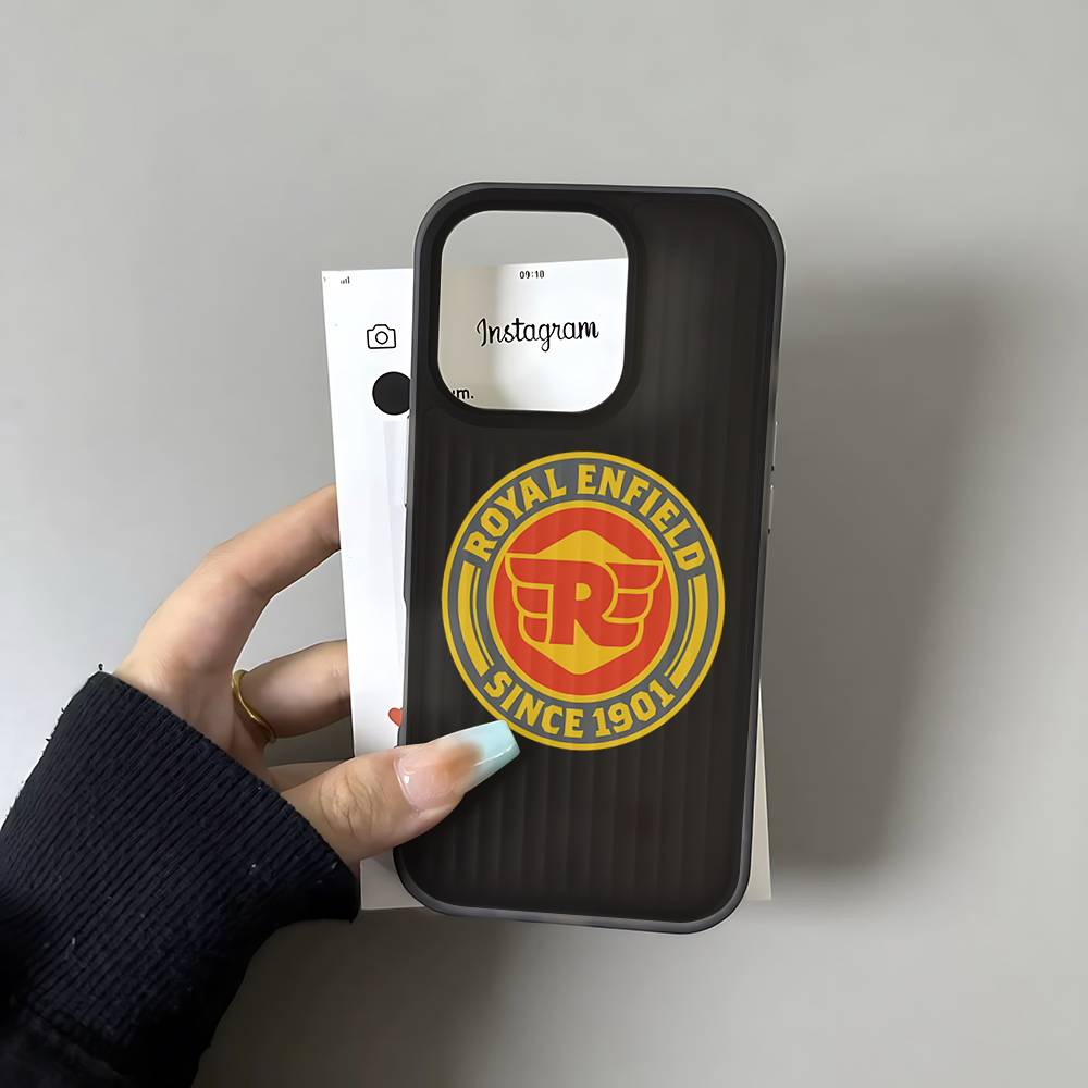 R-ROYALS E-ENFIELDS Logo Stripe Corrugated Shockprof Phone Case For IPhone 17 16 15 14 13 12 11 Pro Max Plus Pro Cover
