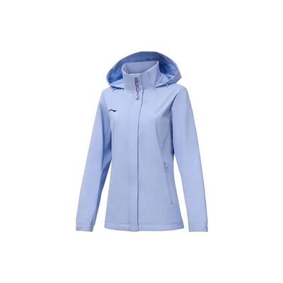 Solid Color Water-Resistant Hooded Long Sleeve Jacket Women Jackets Light-Purple AFDT748-4