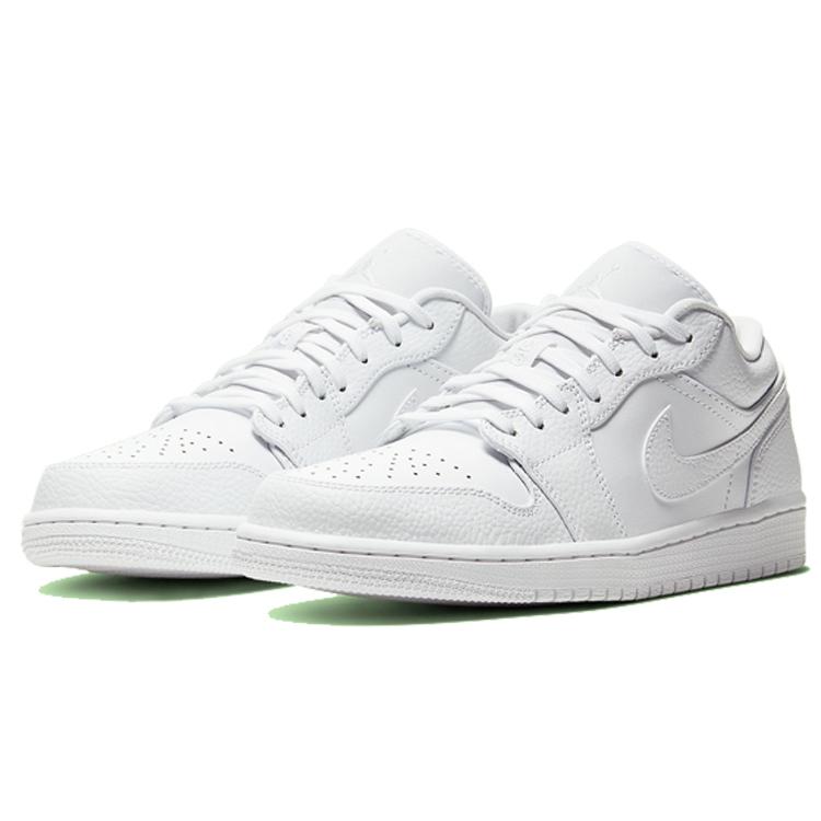 New JORDAN 1 Low Triple White Tumbled Leather 553558-130