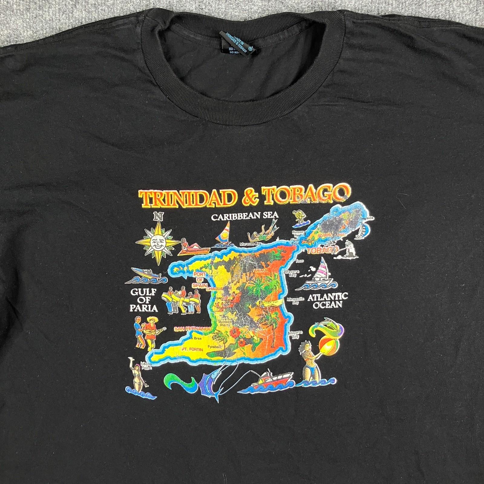 York T-Shirt Mens 2XL Black Trinidad & Tobago Map Graphic Tourist Vintage S