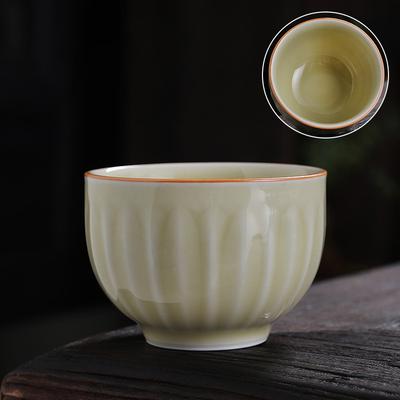 Master Works Celadon Vertical Pattern Cup Handmade Celadon Master Cup with Certificate Master Celadon Works