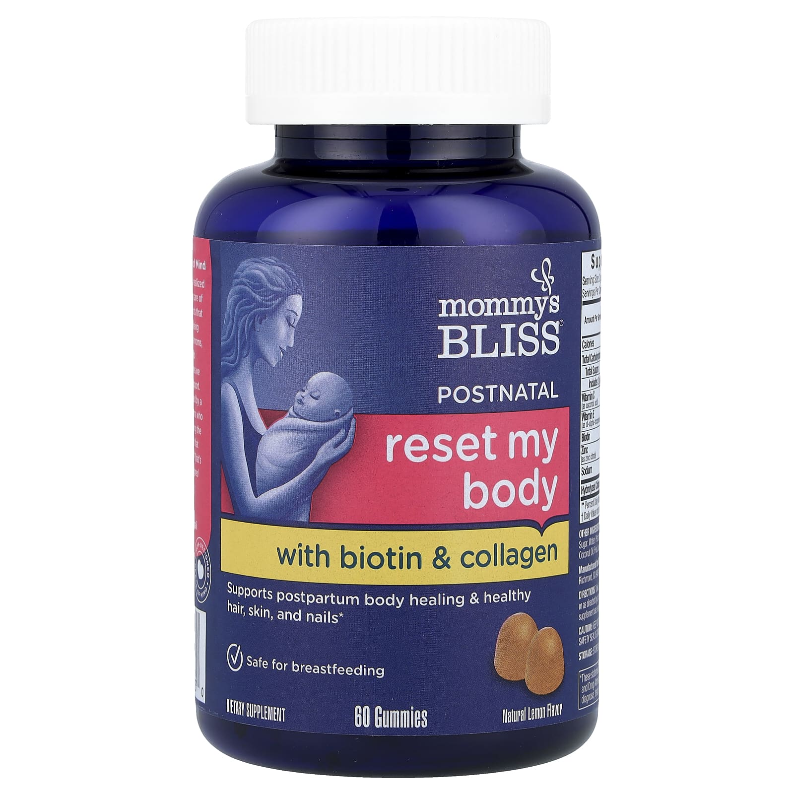 

Mommy S Bliss, Postpartum, Reset My Body, with Biotin & Collagen, Natural Lemon Flavor, 60 Gummies