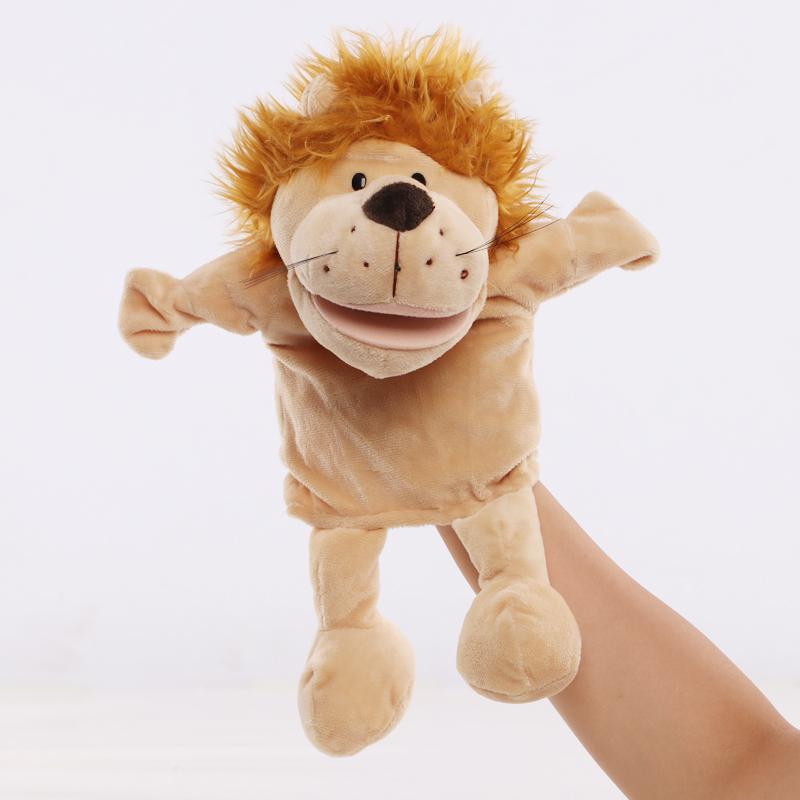 30cm Cartoon Animal Hand Finger Puppet Parent-child Game Plush Toys Doll Lion Elephant Deer Tiger Dog Pig Toy Children GIfts
