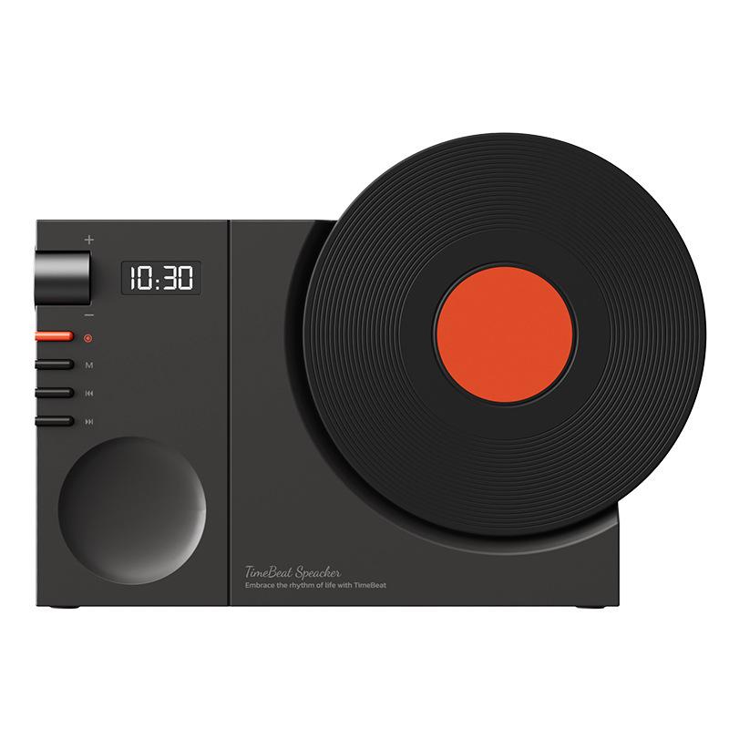 Portable Retro Vinyl Bluetooth Speaker with USB Charging, TF Card Support & Clock