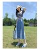 2024 High Waist Retro Denim Midi Skirt: Slimming, Fashionable, Hip-Covering Draped Design