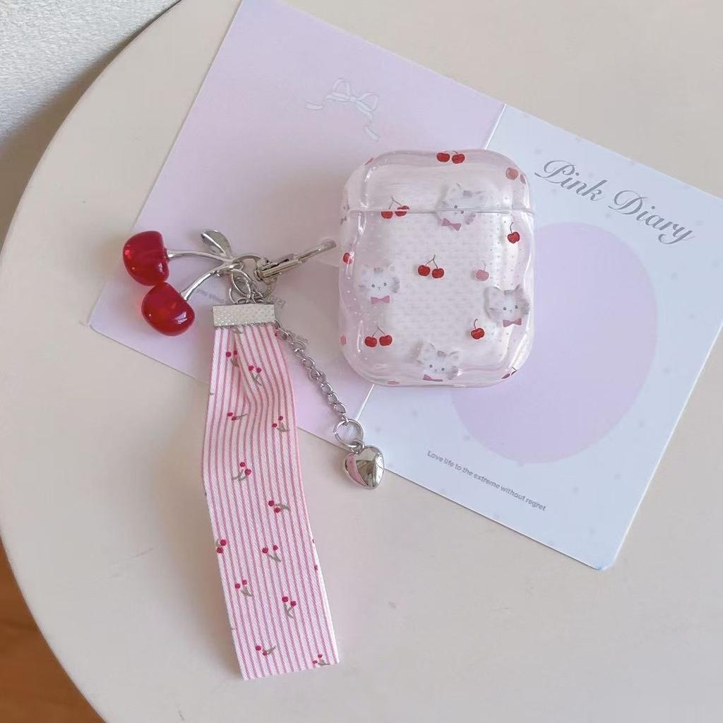 Cute Cherry Cat for Apple Airpodspro1 Earphone Cover 1st Generation Wireless Bluetooth Apple AirPods 1