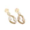 Retro High-End Deep Coffee Geometric Oval Long Earrings with Patchwork Wrapped Wire and Hammered Texture