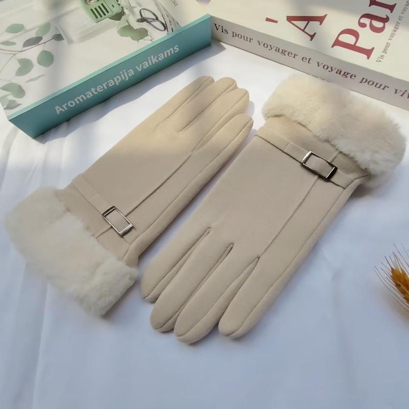 

Модные перчатки Осень Зима Милые пушистые теплые варежки с полными пальцами Женские перчатки для спорта на открытом воздухе Перчатки с сенсорным экраном бежевый