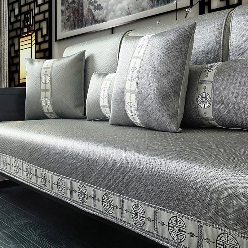

Summer High-Grade Ice Silk Sofa Cushion New Chinese-Style Sofa Mat Cool Cushion Simple And Breathable Washable Seat Cushion Backrest Towel 70*70cm