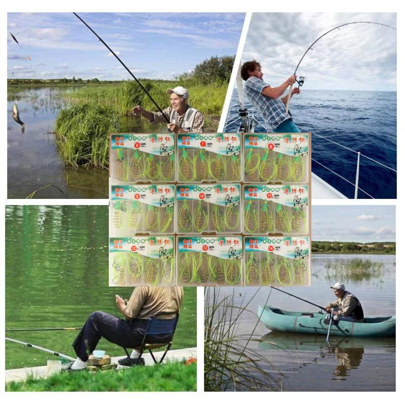 4Pcs Isni Explosive Hook Waist Drum Spring Bait Hook Anti-Winding Silver Carp And Bighead Fish Group Fishing Accessories