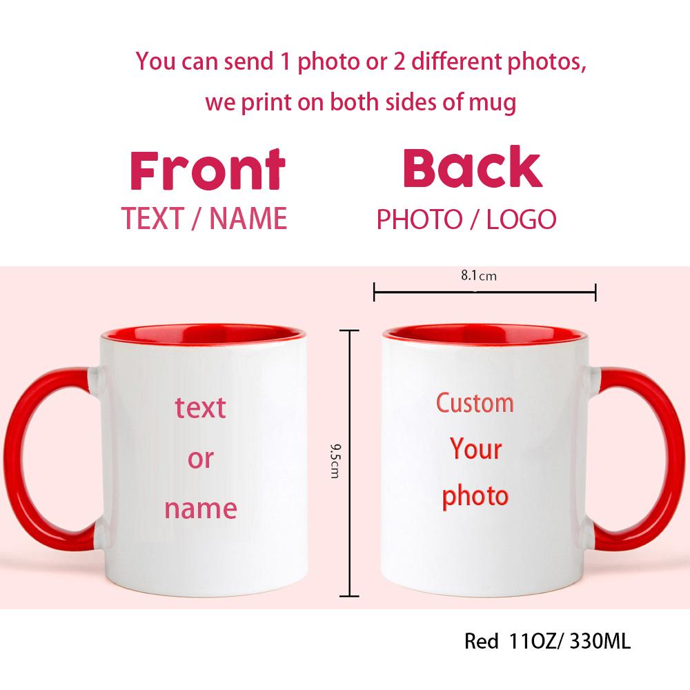 Personalised Your Photo Mug, Custom NAME IMAGE TEXT Cup,Customize Coffee Mugs, Tea Cups, Mothers Day, Wedding Gift 9 COLOURS