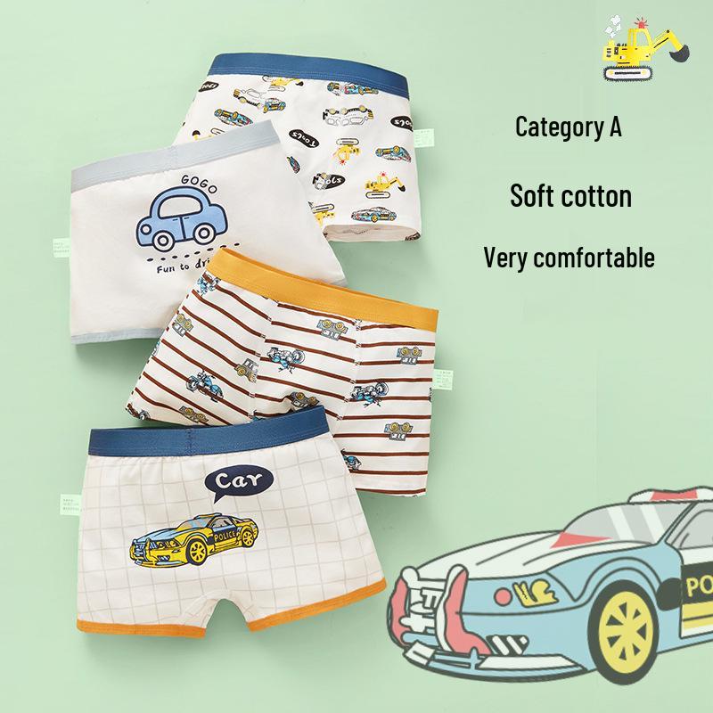 Dětské kreslené bavlněné boxerky se středním pasem - Prodyšné studentské spodní prádlo třídy A