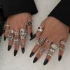 Ingemark Halloween Goth Skull Spider Snake Rings Set for Men Vintage Silver Color Big Size Rings Unisex Festival Party Jewelry